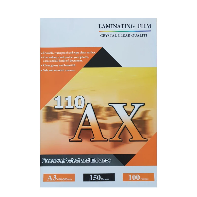 طلق پرس سایز A3 150 میکرون بسته 100 عددی کد AX110